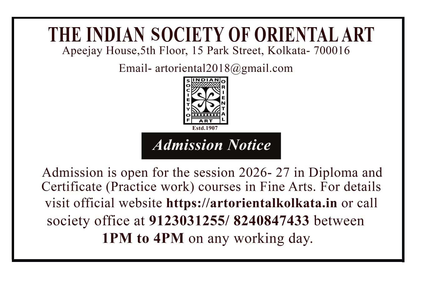 admission notice
